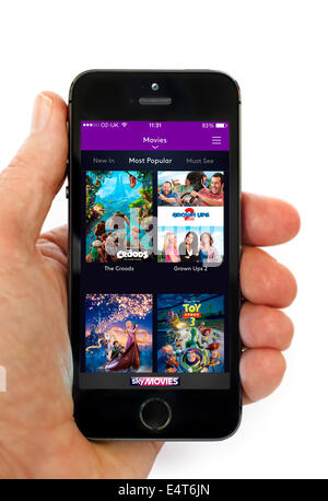 On demand movies via the Sky's NOW TV app on an Apple iPhone 5S