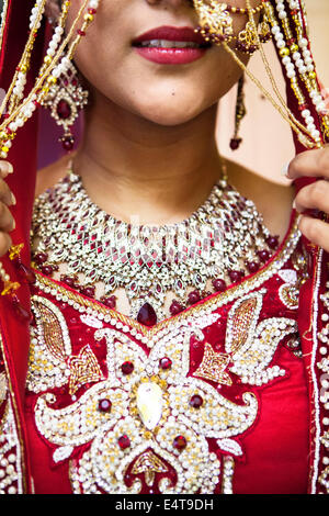 Close-up of Hindu Woman Getting Ready for Wedding, Toronto, Ontario, Canada Stock Photo