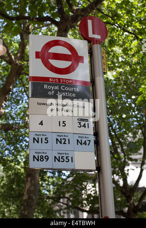 Royal Courts of Justice bus stop Stock Photo