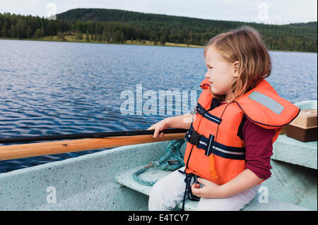 7 Year Old Girl Stands Fishing Stock Photo 1116655745