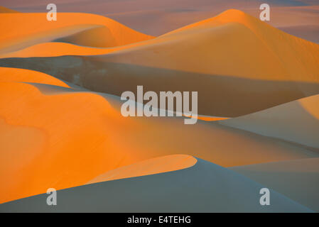 Scenic overview of Sand Dunes at Sunset, Matruh, Great Sand Sea, Libyan Desert, Sahara Desert, Egypt, North Africa, Africa Stock Photo