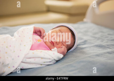Newborn Baby Girl in Hospital Stock Photo