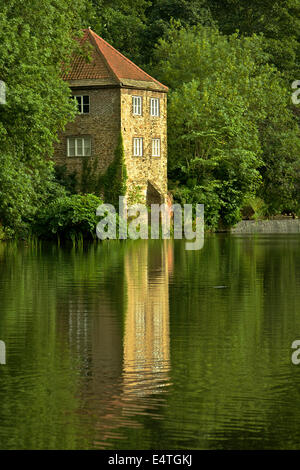 Historic old Pump House on River Banks, Durhan, England Stock Photo