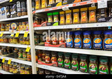 Melbourne Australia,Coles Central,grocery store,supermarket,food,display sale shelf shelves,coffee,barista,Nescafe,AU140319170 Stock Photo