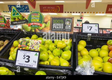 Melbourne Australia,Victoria CBD Central Business,District,Coles Central,grocery store,supermarket,food,product products display sale,produce,pears,pr Stock Photo