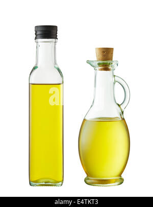 two bottles of oil isolated on white Stock Photo