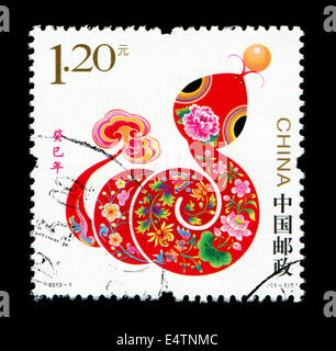 Year of the Snake in Chinese postage stamp Stock Photo