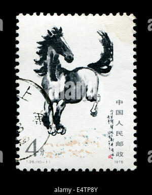 Chinese Postage stamp printed running horse Stock Photo
