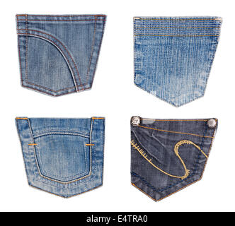 jeans pockets collection isolated on white Stock Photo