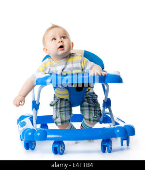 little  baby in the baby walker. Stock Photo