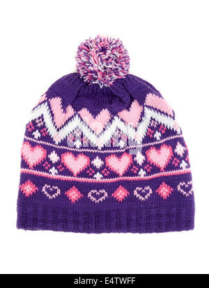 knitted hat with pompons Stock Photo