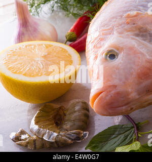 Freshness reddens the Nile Tilapia fish (Oreochromis niloticus) Stock Photo