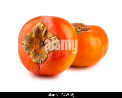 Two ripe persimmon fruits Stock Photo