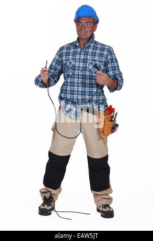 Portrait of an electrocuted man Stock Photo