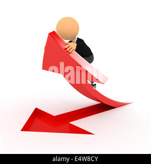 3D person with red arrow over white Stock Photo