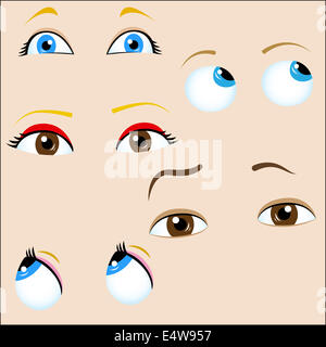 Set of 5 cartoon eyes. Stock Photo