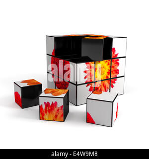 3d cube with photo over white background Stock Photo