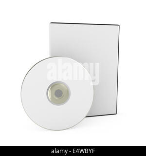 CD/DVD disk with box over white background Stock Photo