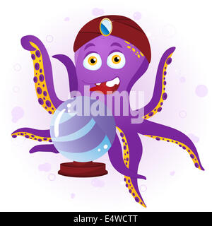 Octopus Fortune Teller with Crystal Ball. Stock Photo