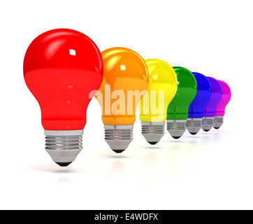 Rainbow bulb over white background Stock Photo