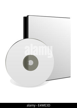 CD/DVD disk with box over white background Stock Photo