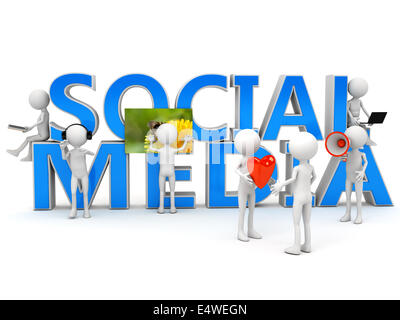 Social media concept over white. computer generated image Stock Photo ...