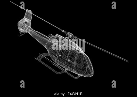 helicopter, 3D model, body structure , wire model Stock Photo