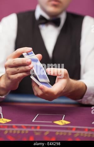 Cards being shuffled Stock Photo