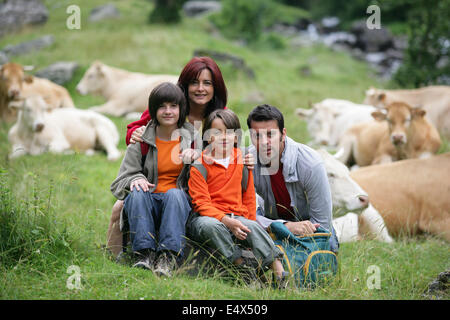Family portrait in the countryside Stock Photo