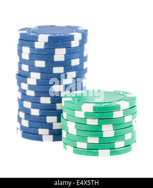 Two stacks of poker chips Stock Photo