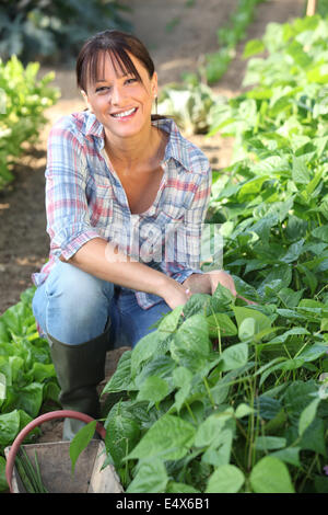 Woman in garden Stock Photo