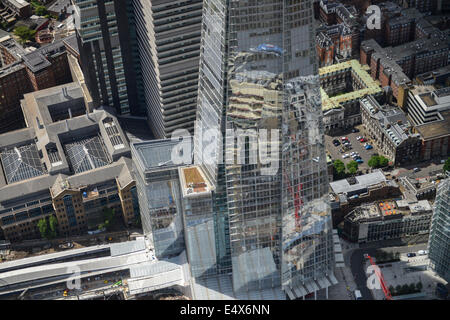 A close-up aerial view of The Shard in London Stock Photo