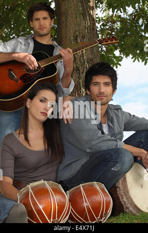 music band playing in the park Stock Photo