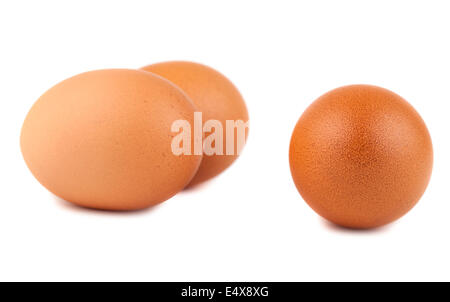 Three brown chicken eggs Stock Photo