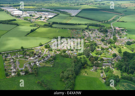 An aerial view of Chipping Warden Northants with the Appletree Industrial Estate (former RAF Chipping Warden) in the background Stock Photo