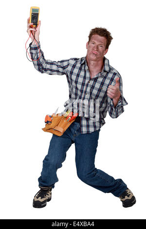 An electrocuted man staggering Stock Photo