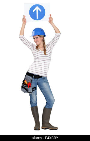 Female builder in studio Stock Photo