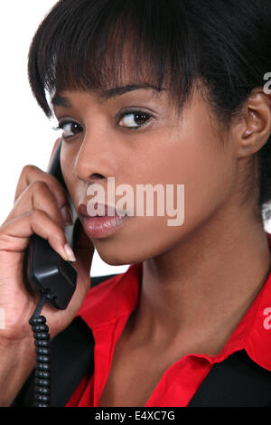 portrait of black businesswoman on the phone Stock Photo