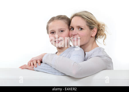 Mother and daughter in studio Stock Photo