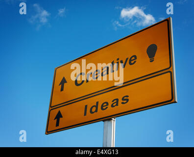 Road sign creative ideas. Stock Photo