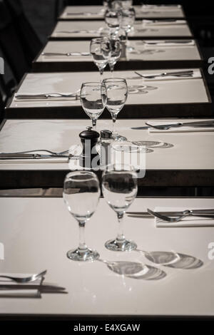 Table setting at street cafe, Paris, France Stock Photo