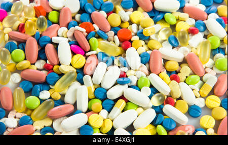 background made of colorful pills. Stock Photo