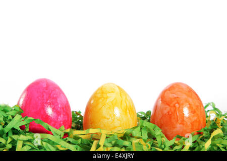 Colourful marbled Easter Eggs greeting card Stock Photo