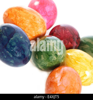 Collection of colourful marbled Easter Eggs Stock Photo