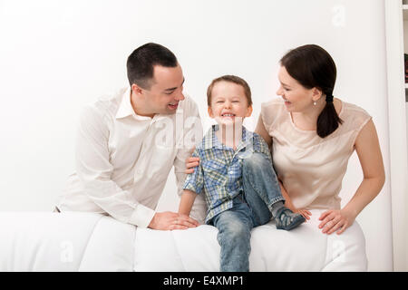 Happy family on white background Stock Photo