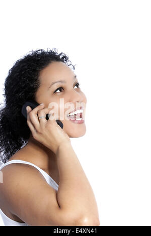 Beautiful woman laughing on the phone Stock Photo