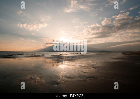 Sunset on Aberavon beach at Port Talbot, South Wales UK Stock Photo