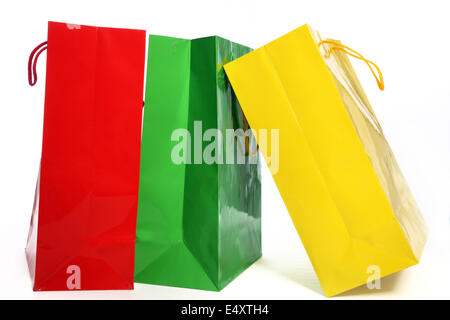 Three colourful paper shopping bags Stock Photo