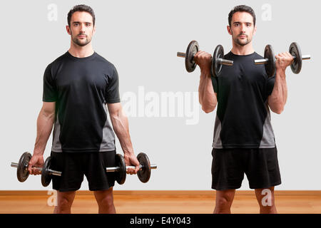 Standing Bicep Dumbbell Curl Stock Photo