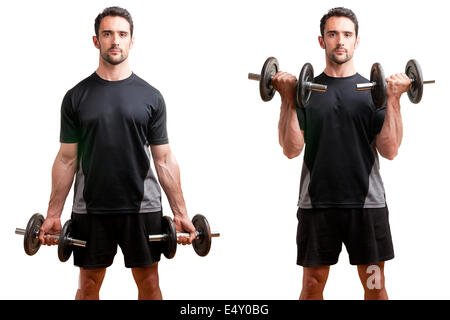 Standing Bicep Dumbbell Curl Stock Photo